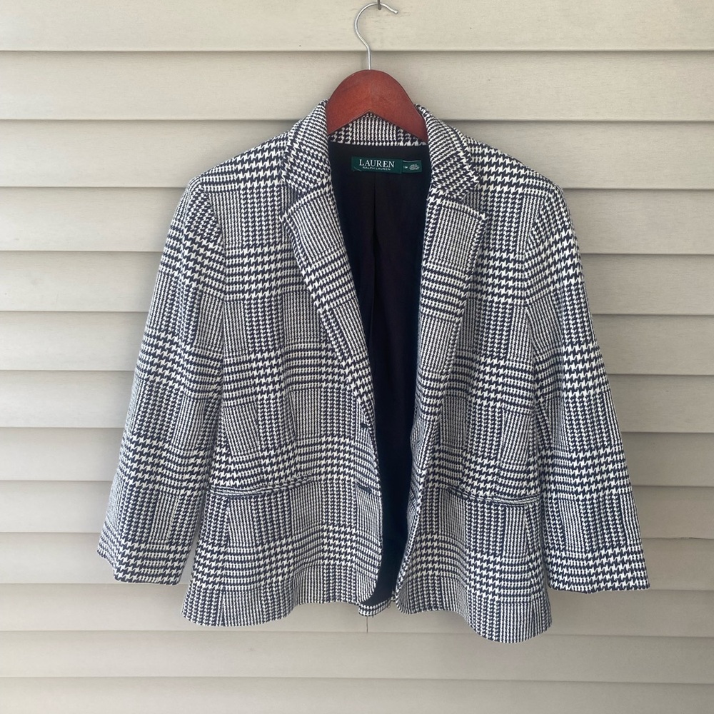 🌈 Ralph Lauren Black and White Blazer Timeless Tailored Fit